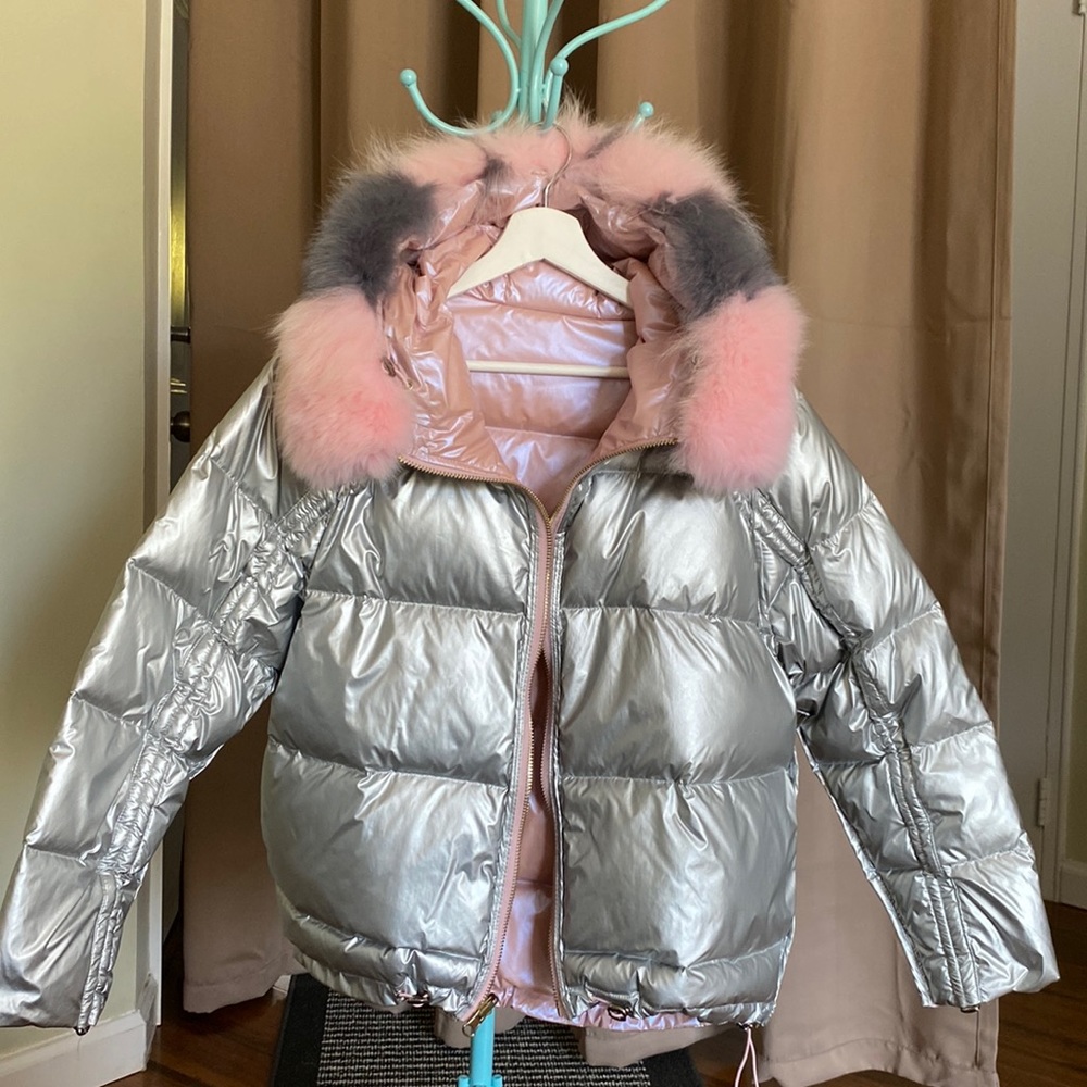 Reversible Down Jacket With Detachable Two Colore… - image 1